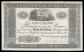 Five Pounds, 1 August 1894, uniface black and white proof, perforated specimen c skipper & east (UB 28; Pick –)....