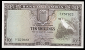 Bank of Zambia, Ten Shillings, 1964, A/1 757822 (Pick 1). A couple of tiny spots on back, otherwise about extremely...
