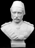 Gordon of Khartoum, a rare white parian bisque porcelain memorial bust of Gordon, approx. 195mm high, the back...
