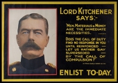 ‘Kitchener’ W.W.1 Recruitment Poster, 74.5 x 51.5cm., ‘Lord Kitchener says: ‘Men, Materials & Money are the...