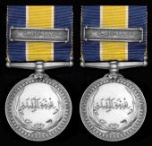 Sudan Police and Prison Service Meritorious Service Medal, with Second Award Bar, silver, unnamed, mounted as worn,...