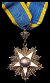 Egypt, Order of the Nile, 3rd Class neck badge, 64mm., silver, silver-gilt and enamel, unmarked, with neck cravat,...