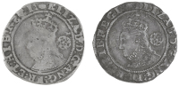 Elizabeth I (1558-1603), Sixth issue, 1594 (2), mm. tun, reads elizad, 2.67g/6h; mm. woolpack, 3.13g/11h, both bust...