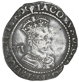 James I (1603-1625), Third coinage, 1623, mm. lis, sixth bust, small shield, 1 and 3 of date punched over smaller...