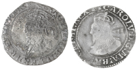 Charles I (1625-1649), Tower mint, Gp D (2), both mm. portcullis, one reads carolv and omits cr by shield, other...