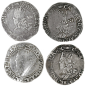 Charles I (1625-1649), Tower mint, Gp E (4), all mm. tun, small mark of value, 2.84g/10h, 2.86g/5h, 2.86g/6h,...