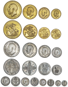 George V (1910-1936), Part Proof set, 1911, comprising Five and Two Pounds and Half-Sovereign, currency Sovereign,...