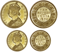India, Victoria, Proof 10 Rupees, 1870, edge grained, 7.77g/12h (Prid. 29 [not in Sale]; KM. 479). Small spot above...