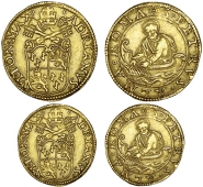 Italy, PAPAL STATES, Adrian VI (1522-3), Fiorino di Camera, 3.41g/12h (Berman 797; F 51). Good very fine, very rare...
