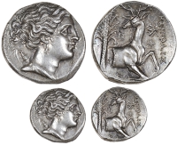 Greek coinage, Ionia, Ephesos, Oktobol, c. 340-330, bust of Artemis right, quiver and bow at shoulder, rev. E–Φ,...