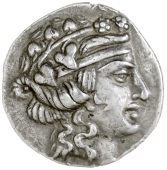 Greek coinage, Thrace, Thasos, Tetradrachm, after c. 148, head of young Dionysos wreathed with ivy, rev. Herakles...
