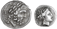 Greek coinage, Lokris, Lokris Opuntii, Quarter-Stater, c. 369-338, head of Persephone right, rev. Ajax advancing...