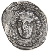 Greek coinage, Cilicia, Tarsos, Stater, c. 376-374, female head three-quarters facing left, rev. bearded male head...