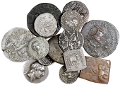 Greek coinage, Greek Multiple Lots, Bactria, Menander, Tetradrachm; together with other Indo-Greek coins (13) [14]....