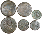 Greek coinage, Greek Multiple Lots, Ptolemaic Kings of Egypt, Ptolemy III, Æ 42 (Sear 7814 var); together with...
