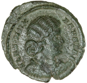 Roman Imperial coins, Fausta (Augusta 324-326), Follis, London, draped bust right, rev. Fausta standing facing, head...