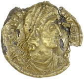 Roman Imperial coins, Constantius II (337-361), Plated Solidus, Nicomedia, diademed, draped and cuirassed bust...