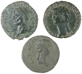 Roman Imperial coins, Miscellaneous, Claudius, Asses (2) (Sear 1859, 1862); Antonia, Dupondius (Sear 1902) [3]. Good...