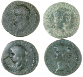 Roman Imperial coins, Miscellaneous, Nero, Asses (3), Dupondius (Sear 1963) [4]. Fine and better, green patina...