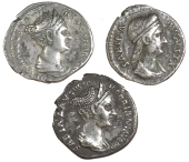 Roman Imperial coins, Miscellaneous, Sabina, Denarii (3) (Sear 3918 [2], 3926) [3]. Varied state 	£100-150