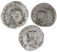 Roman Imperial coins, Miscellaneous, Valerian II, Antoninianii (3), all different [3]. Fine to very fine 	£30-50