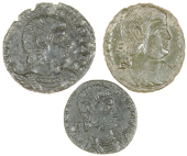 Roman Imperial coins, Miscellaneous, Decentius, Centenionalis and Half Centenionalis (3), Lugdunum, Trier and...