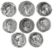 Roman Imperial coins, Miscellaneous, Denarii (8), of Trajan, Hadrian, Antoninus Pius, Faustina I, etc [8]. Varied...