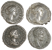 Roman Imperial coins, Miscellaneous, Denarii (4), of Crispina, Faustina II, Lucilla and Clodius Albinus [4]. Very...