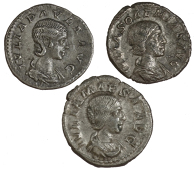 Roman Imperial coins, Miscellaneous, Denarii (3), of Julia Paula, Julia Mæsa and Julia Soæmias [3]. Very fine ...