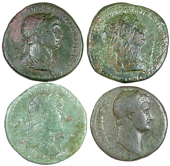 Roman Imperial coins, Miscellaneous, Sestertii (4), of Hadrian and Trajan [4]. Varied state 	
£60-80