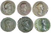 Roman Imperial coins, Miscellaneous, Dupondii and Asses (6), of Septimius Severus, Julia Paula, Elagabalus, etc [6]....