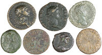 Roman Imperial coins, Miscellaneous, Semis and Quadrans (7), of Hadrian, Trajan, Domitian, etc [7]. Varied state...