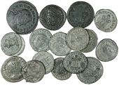 Roman Imperial coins, Miscellaneous, Folles and Reduced Folles (16), of Maximinus, Maximianus, Constantine I and II,...