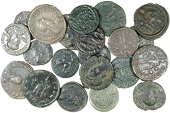 Roman Imperial coins, Miscellaneous, Folles and other bronzes (21), of Arcadius, Valentinian II, Licinius I,...