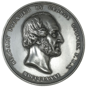 Architecture, Royal Institute of British Architects, George Godwin Medal, 1881, a silver award by G.G. Adams, bust...