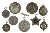 Music, LONDON, London Organ School (Est. 1865), a silver award medal by Hinks & Radcliffe, lyre and flower, rev....