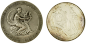 Music, LONDON, The Royal Academy of Music, Charles Lucas Medal, 1869, a silver award by J. Pinches after T. Woolner,...