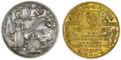 Royal Events, Edward VII, Coronation, 1902, a silver medal by Fattorini, conjoined busts right, rev. Britannia and...