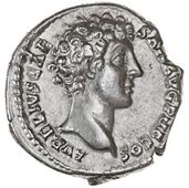 Roman Imperial coins, Marcus Aurelius (Caesar 139-161), Denarius, bare head right, rev. PIETAS AVG, sacrificial...