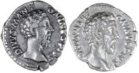 Roman Imperial coins, Divus Marcus Aurelius (Consecrated 180), Denarius, 180, bare head right, rev. eagle standing...
