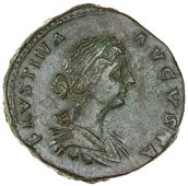 Roman Imperial coins, Faustina II, Sestertius, 161-175, draped bust right, rev. FECVNDITAS, S–C, Fecunditas...