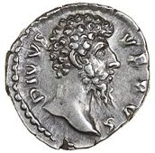 Roman Imperial coins, Lucius Verus (161-169), Denarius, 169, bare head right, rev. CONSECRATIO, eagle standing...