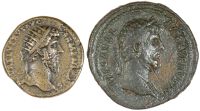 Roman Imperial coins, Lucius Verus (161-169), Sestertius, 161, laureate head right, rev. CONCORD AVGVSTOR TR P,...