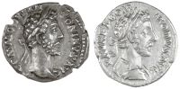 Roman Imperial coins, Commodus (177-192), Denarius, 180, laureate, draped bust right, rev. Roma seated right (RIC 5...