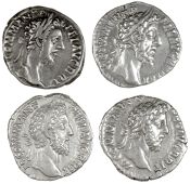 Roman Imperial coins, Commodus (177-192), Denarius, 187, rev. Nobilitas standing right (RIC 155; RSC 385), another,...