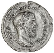 Roman Imperial coins, Pupienus (238), Denarius, laureate, draped and cuirassed bust right, rev. P M TR P COS II P P,...