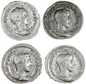 Roman Imperial coins, Gordian III (238-244), Denarius, laureate, draped and cuirassed bust right, rev. PIETAS...