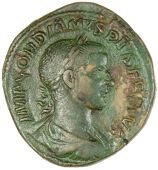 Roman Imperial coins, Gordian III (238-244), Sestertius, laureate, draped and cuirassed bust right, rev. LAETITIA...