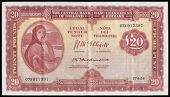 Twenty Pounds, 27 April 1954, 07X 017397, McElligott-Redmond signatures (LTN 37; MacDevitt E-116 ). Three creases,...