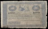 Ten Pounds, 10 June 1919, A 62810, signature no longer visible (PR 69; Pick A118b). Toned, worn edges with some...